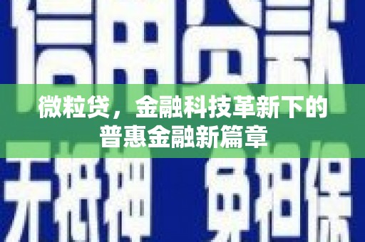 集美微粒贷，金融科技革新下的普惠金融新篇章