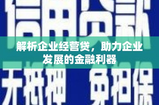 集美解析企业经营贷，助力企业发展的金融利器