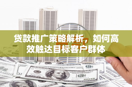 集美贷款推广策略解析，如何高效触达目标客户群体