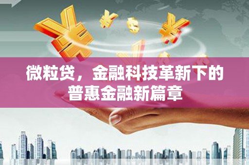 集美微粒贷，金融科技革新下的普惠金融新篇章